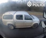 Shocking footage shows the moment two separate motorists were caught on camera driving along the motorway watching films on their mobile phones.&#60;br/&#62;The reckless drivers were just two of 100 motorists rumbled over a three day period during a crackdown by police between February 27 and March 1 this year.&#60;br/&#62;Warwickshire Police used an unmarked HGV &#39;supercab&#39; to patrol the M40, M6, M69 and A46 to capture drivers on camera breaking the law.&#60;br/&#62;A car driver was reported for watching a movie on his phone while driving at 55mph on the motorway while a van driver was also caught doing the same.
